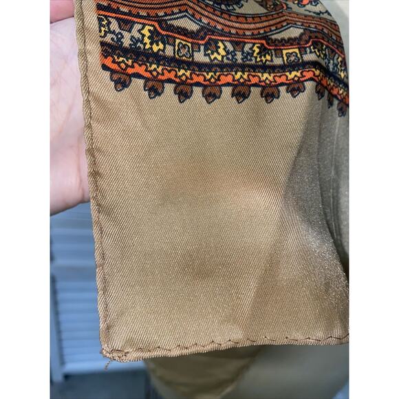 VTG 70s Brown Orange Geometric Rectangle Nylon Scarf Made In Japan 43”x13” - Picture 3 of 9